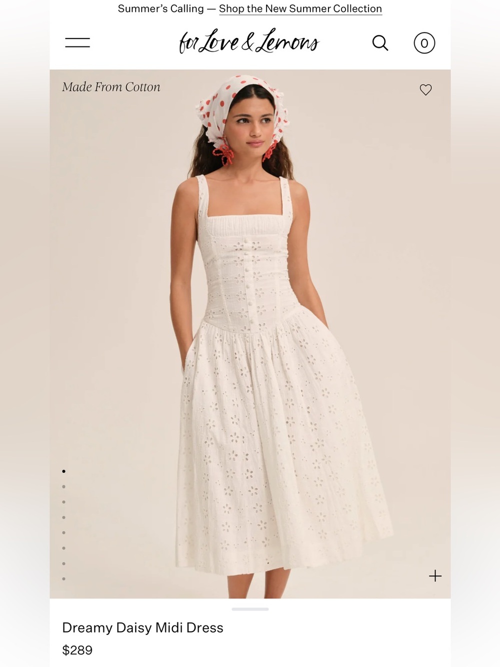 For Love And Lemons Dreamy Daisy White Midi Dress XL